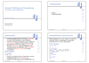 Informatik I: Einführung in die Programmierung