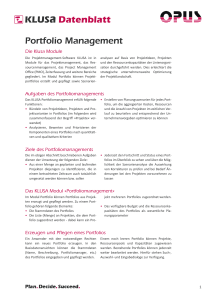 Portfolio Management Datenblatt KLUSa