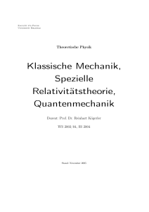 Klassische Mechanik, Spezielle Relativitätstheorie