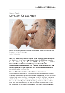 Der Stent für das Auge - Medizintechnologie.de