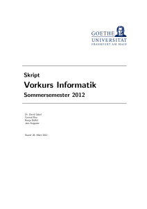 Vorkurs Informatik - Benutzer-Homepages - Goethe