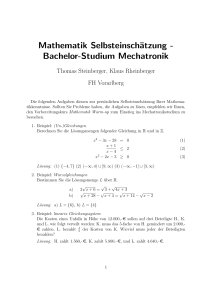 Mathematik Selbsteinschätzung - Bachelor-Studium