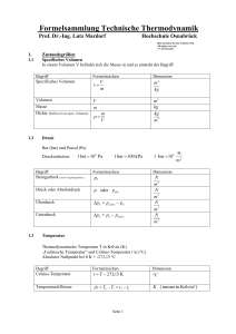 Formelsammlung Technische Thermodynamik