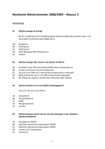 Biochemie Wintersemester 2008/2009 – Klausur 1