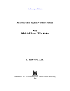 Analysis einer reellen Veränderlichen von Winfried Bruns / Udo