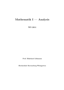 Mathematik I — Analysis - Hochschule Ravensburg