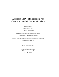 Absolute UBVI Helligkeiten von theoretischen RR Lyrae Modellen