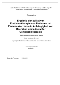 Ergebnis der palliativen Erstlinientherapie von Patienten mit