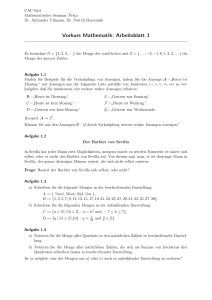 Vorkurs Mathematik: Arbeitsblatt 1