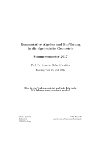 Kommutative Algebra und Einführung in die algebraische Geometrie