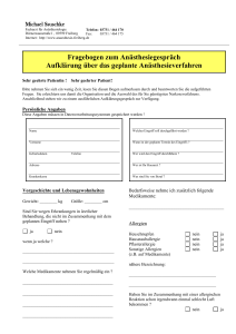 Fragebogen zum Anästhesiegespräch Aufklärung über das