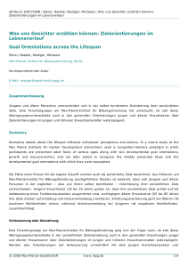 Zielorientierungen im Lebensverlauf Goal Orientations across the