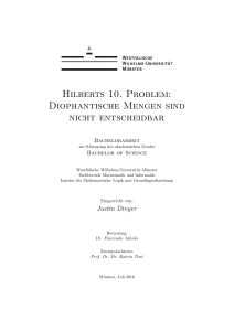 Hilberts 10. Problem: Diophantische Mengen sind nicht entscheidbar