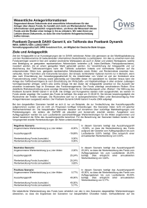 Wesentliche Anlegerinformationen Postbank Dynamik DAX® Garant