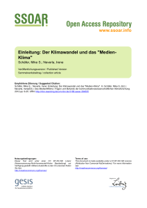 Einleitung: Der Klimawandel und das "Medien- Klima"