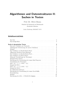 Algorithmen und Datenstrukturen II: Suchen in Texten