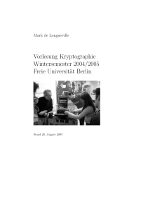 Vorlesung Kryptographie Wintersemester 2004/2005 Freie