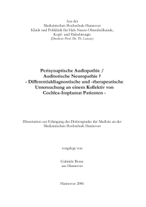 Perisynaptische Audiopathie / Auditorische Neuropathie