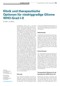 Klinik und therapeutische Optionen für niedriggradige Gliome WHO
