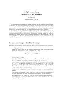 Aufgabensammlung Grundbegriffe der Topologie 0