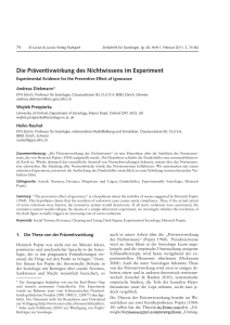 Die Präventivwirkung des Nichtwissens im Experiment