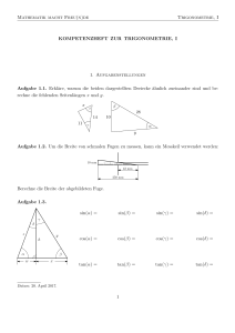 Mathematik macht Freu(n)de Trigonometrie, I KOMPETENZHEFT