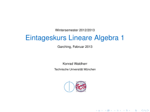 Eintageskurs Lineare Algebra 1 - Wintersemester 2012