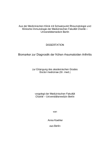 Parameterprofile zur Diagnostik der frühen rheumatoiden Arthritis