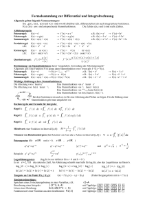 Formelsammlung zur Differential und Integralrechnung