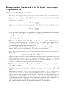 ¨Ubungsaufgaben Mathematik 1 für BA Physik/Meteorologie