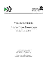 Vorsemesterkurs Quick-Start Informatik