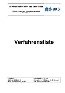 Verfahrensliste - Universitätsklinikum des Saarlandes