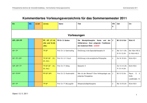 Kommentiertes Vorlesungsverzeichnis für das Sommersemester 2011