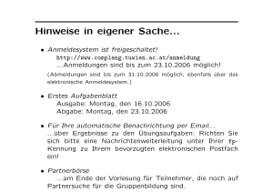 Hinweise in eigener Sache