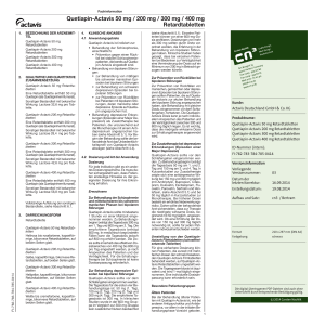 Quetiapin-Actavis 50 mg / 200 mg / 300 mg / 400 mg Retardtabletten