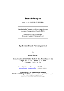 Transit-Analyse - Astrologie - Kartenlegen - AstroKunst