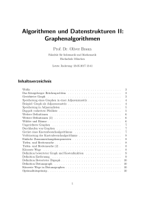 Algorithmen und Datenstrukturen II: Graphenalgorithmen
