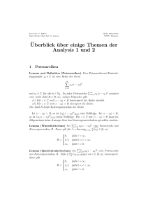 ¨Uberblick über einige Themen der Analysis 1 und 2