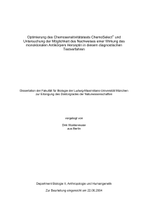 Optimierung des Chemosensitivitätstests ChemoSelect (R) und