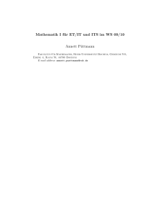 Mathematik I für ET/IT und ITS im WS 09/10 Annett Püttmann