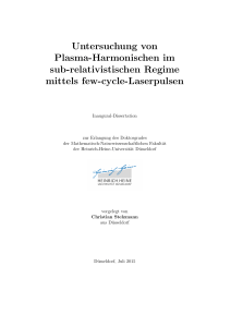 Untersuchung von Plasma-Harmonischen im sub