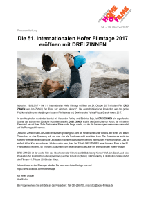 Die 51. Internationalen Hofer Filmtage 2017 eröffnen mit DREI