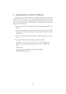 2 Kryptoanalyse des RSA-Verfahrens - staff.uni