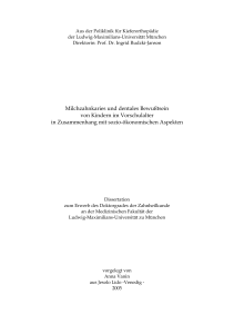 Milchzahnkaries und dentales Bewußtsein von Kindern im