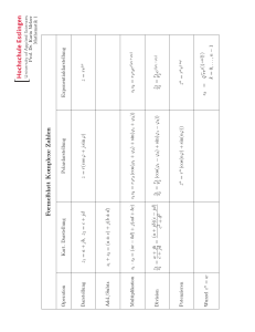 Formelblatt komplexe Zahlen
