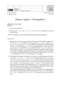 Höhere Algebra – Übungsblatt 3