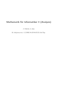 Mathematik für Informatiker II (Analysis)