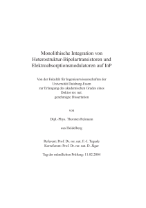 Monolithische Integration von Heterostruktur - nbn