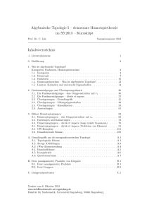 Kurzskript zur Algebraischen Topologie I elementare