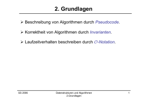 Pseudocode, Invarianten, Laufzeitanalyse